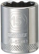 DeWALT DWMT74520OSP Hand Socket, 15 mm Socket, 3/8 in Drive, 12-Point, Vanadium Steel, Polished Chrome